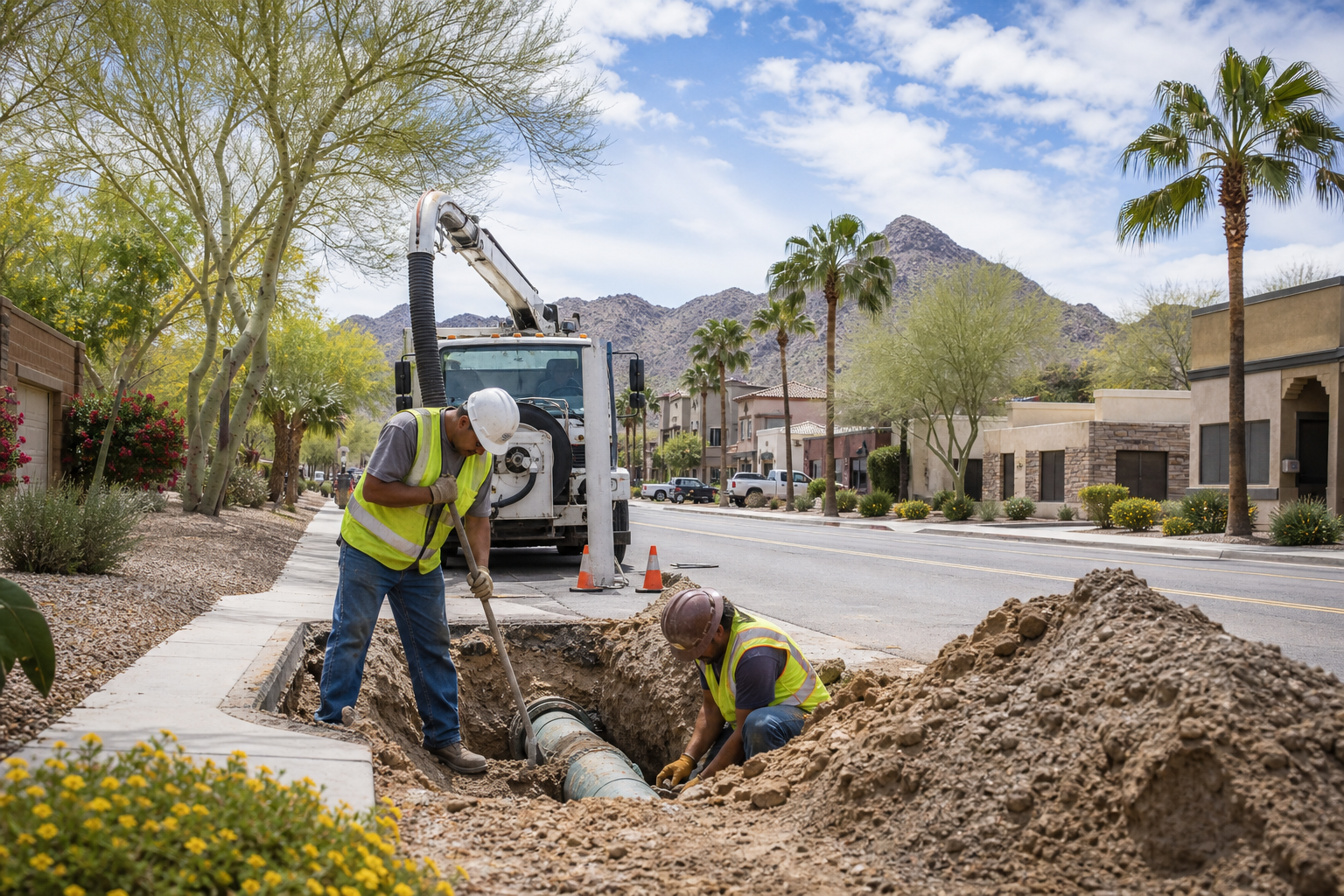 Sewer Line Service Areas Near Scottsdale, Arizona editorial illustration